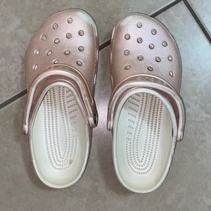 Rose gold crocs